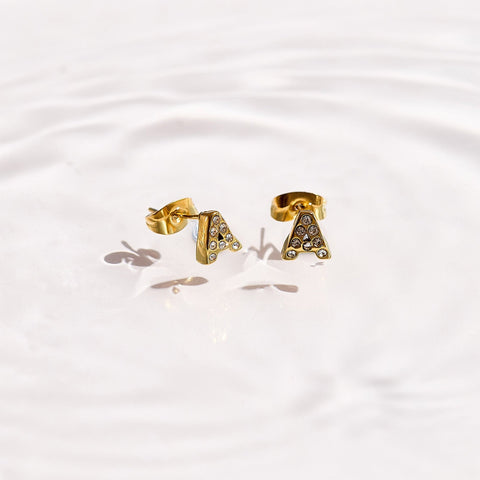 Crystal Initial Stud Earrings