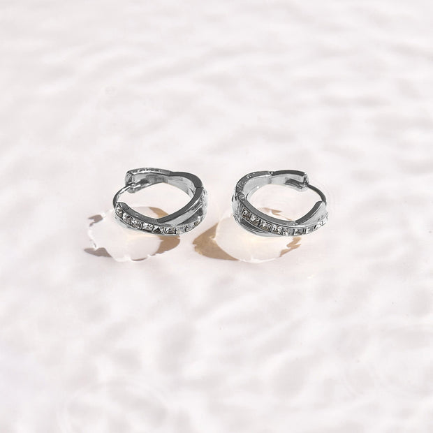 Crystal Twist Hoop Earrings