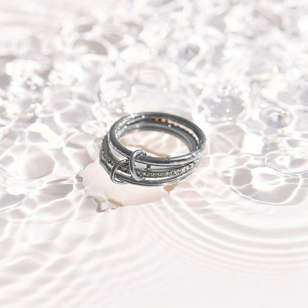 Stacked Linked Crystal Band Ring