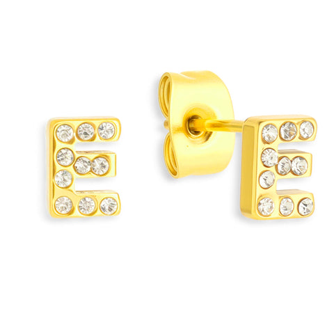 Crystal Initial Stud Earrings - EVRYJEWELS