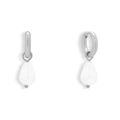 Pearl Drop Charm Hoop Earrings - EVRYJEWELS