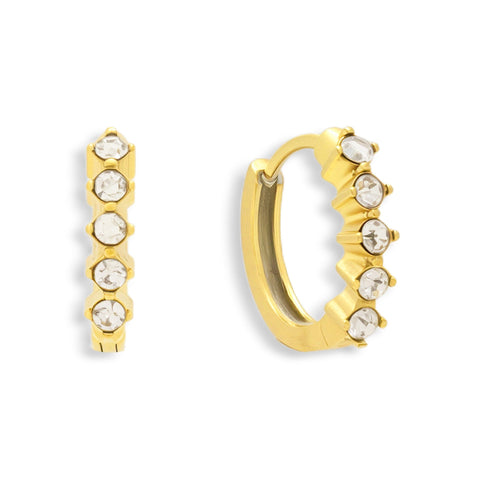 Crystal Row Huggie Hoop Earrings - EVRYJEWELS