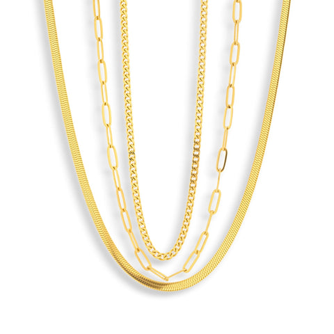 Triple Layer Chain Necklace Set - EVRYJEWELS