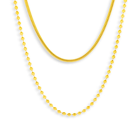 Layered Snake & Bead Chain Necklace - EVRYJEWELS