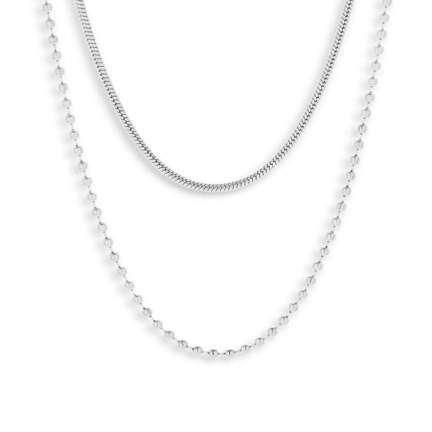 Layered Snake & Bead Chain Necklace - EVRYJEWELS