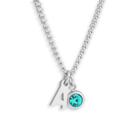 Custom/Personalized Initial Pendant Necklace w/ Birthstone - EVRYJEWELS