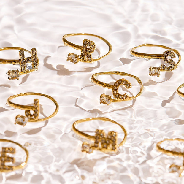 Sparkle Initial Wrap Ring