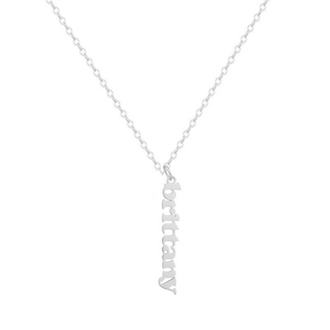 Custom/Personalized Mini Vertical Charm Nameplate Necklace - EVRYJEWELS
