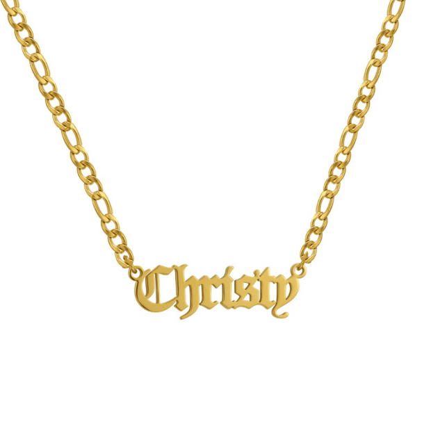Custom/Personalized Nameplate Figaro Necklace - EVRYJEWELS
