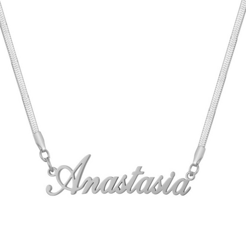 Custom/Personalized Herringbone Nameplate Necklace - EVRYJEWELS