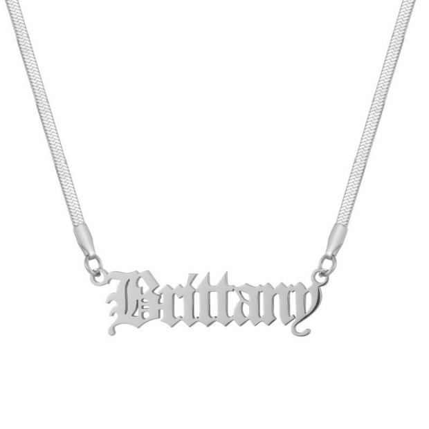 Custom/Personalized Herringbone Nameplate Necklace - EVRYJEWELS